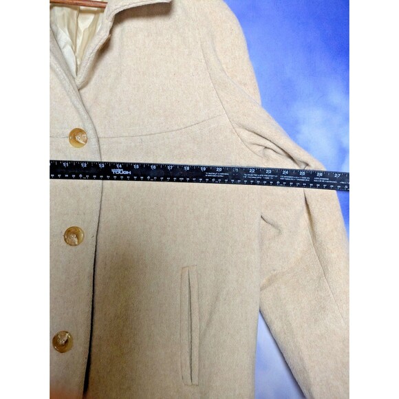 Vintage Long Wool Coat Womens L Tan Beige 90s Distressed Grunge Punk USA Made - Picture 10 of 11